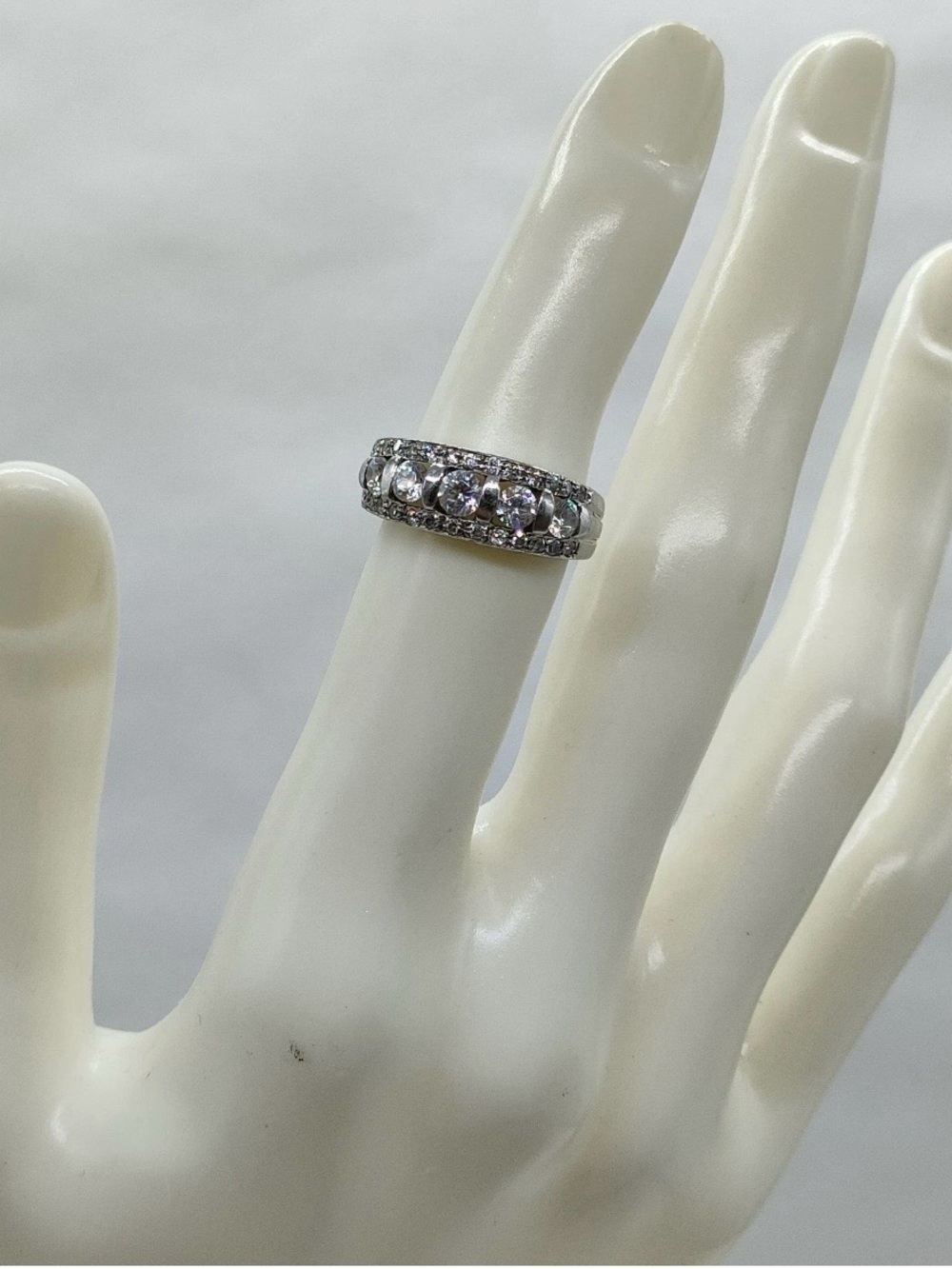 Sterling Silver CZ Eternity Band Ring in Silver moissanite 4.5